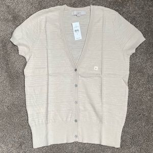 LOFT M oatmeal summer lightweight weave cardigan NWT